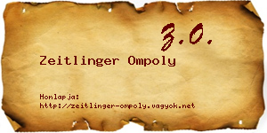Zeitlinger Ompoly névjegykártya